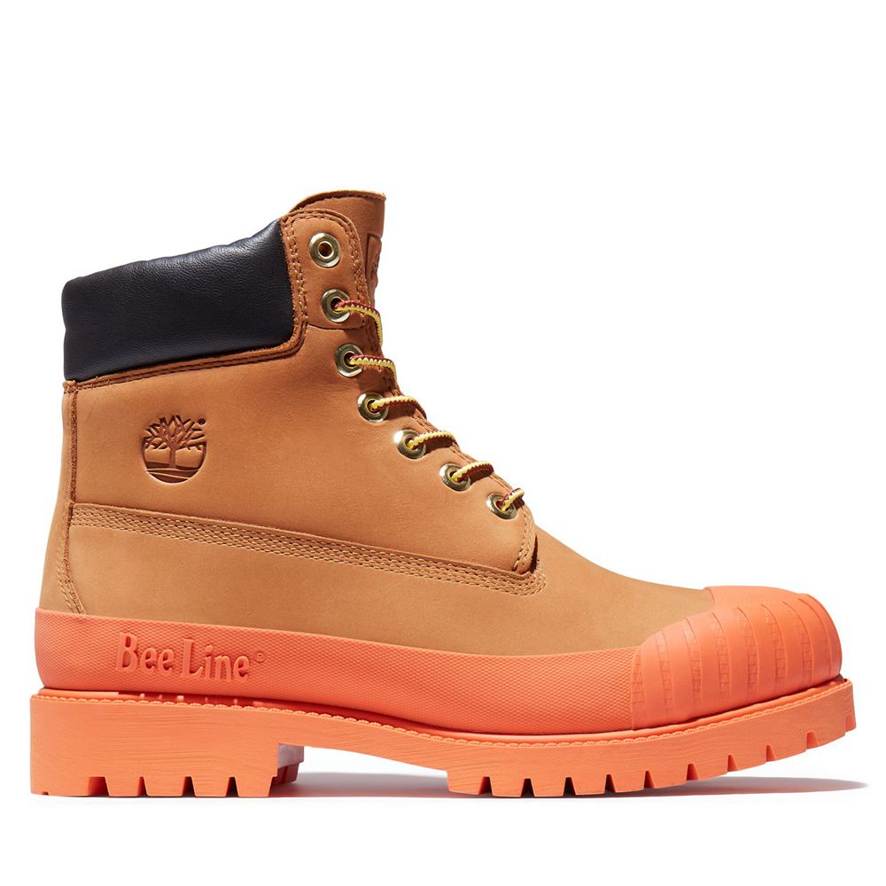 Bototos Timberland Hombre 6-Inch Bee Line X Waterproof Rubber Toe Marrones/Naranjas - Chile TED-6928